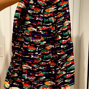 Midi fish print skirt w/pockets